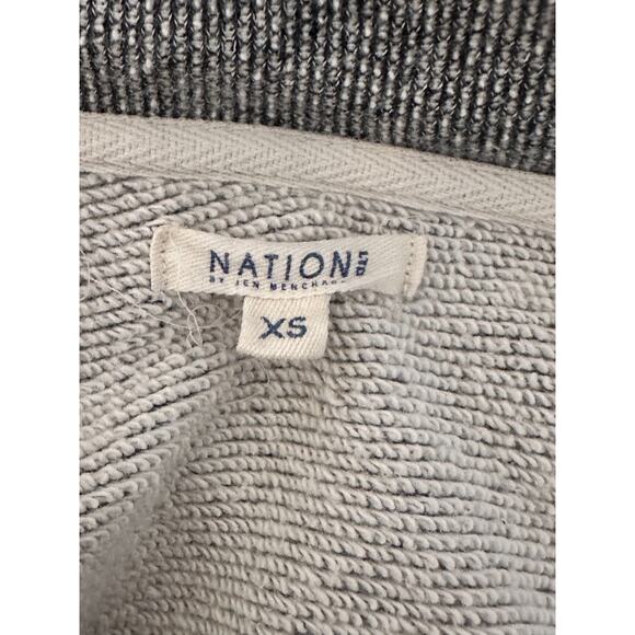 Nation LTD Gray Black Raw Edge Funnel Collar Asymmetric French Terry Cardigan XS - Picture 10 of 10